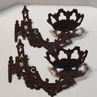 Antique Cast Iron Oil Lamp Wall Mount Swing Arm Holders Matching Set