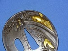 Japanese Samurai Sword Guard Tsuba  Sentoku Carp Koi  Sekijoken Taizan Motozane