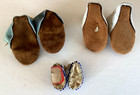 3 Pair Vintage Native American Beaded Leather Miniature Moccasins