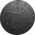 1793 England Area North Wales  Conder 1 2 Penny Token Coin W Druid Harp I80292