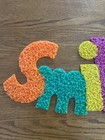 Vintage Melted Plastic Popcorn Smile Wall Hanging Decoration 70   s Hippie Read