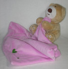 Mothercare Tan Bear Pink Security Blanket Plush Baby Lovey Green Heart