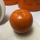 Rare Set Oranges Bubble Top Canisters Ceramic Holiday Design Vintage Retro Ooak