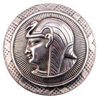 X-large Antique Silver Metal Epytian Princess Button Nice 1 7 8