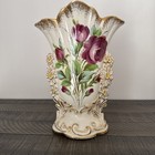 19th Century Vieux Fan Flair Vase  Antique French Faience Wedding Vase