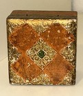 Vintage Italian Florentine Hinged Trinket Jewelry Box Gold Orange Green Diamond