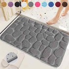 2pc Super Water Absorbent Soft Memory Foam Bath Mat Non-slip Bathroom Shower Rug
