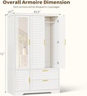 Armoire Wardrobe Closet W  Mirror 71    Wood Clothing Storage Cabinet Wardrobe