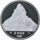 1987 Ah Switzerland Unze Matterhorn Ag Proof 1 Oz Silver Swiss