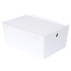  Plastic Storage Bin With Lid  White Basket With Handle For Medium 1