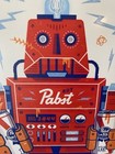 Pabst Blue Ribbon Beer Sign Pbr - Metal   Tin Sign - Vintage Retro - Robot