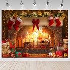 7x5 Ft Christmas Fireplace Red Brick Wall Photography Backdrop Photo Props