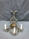 Antique Crystal 3 Light Wall Sconce Candelabra Italian Shabby Vtg Chic 1860-22b