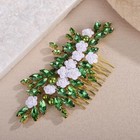 Flower Rhinestone Wedding Hair Comb Floral Crystal Hair Piece Green Crystal H   