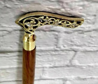 Antique Brass Victorian Handle Wooden Vintage Style Walking Stick Cane Designer