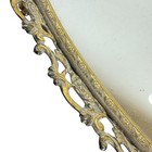 Vintage Oval Ornate Gold Metal Trimmed Mirrored Large Vanity Tray