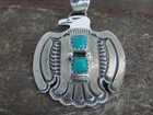 Native American Sterling Silver   Turquoise Thunderbird Pendant By Martinez