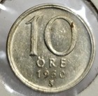1950-ts Sweden 10 Ore Silver Coin   Sverige  Gustaf Vi  Km  823  Free Shipping 