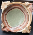 Vintage Ashtray Brown Onyx Marble Natural Stone Aztec Mexico Carved Banded Rock