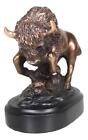 Ebros Western Charging American Bison Small Bronze Patinated Resin Statue