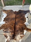 Exotic Brazilian Brindle Cowhide Rug Natural  Tricolor Hair-on Hide Xl