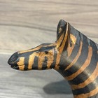 Vintage Wood Carved Orange Black Striped Zebra Animal Figure