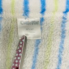 Cutie Pie Embroidered Dinosaur White With Blue Green Stripes Baby Blanket Fleece