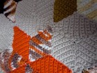 Vintage Crochet Afghan Throw 23x59 Granny Square Orange Brown Fringe
