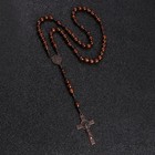 Christ Jesus Wooden Beads 8mm Rosary Bead Cross Car Pendant Woven Rope Chain Nec