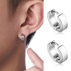 2pcs Stainless Steel Round Small Hinged Hoop Huggie Ear Earrings For Women Men