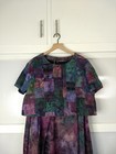Handmade Quilted Cropped Button Down Blouse   Skirt Set Tie Dye Metallic Detail