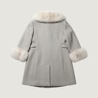 Vintage Nobbson Fort Wayne Tweed Coat Faux Fur Collar Cuffs Tan Beige Longline