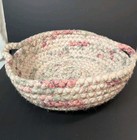 Handmade Crocheted Rag Basket Mint Pink Cottagecore Country Gift Storage Handles