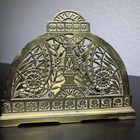 Vintage Brass Art Nouveau Victorian Adjustable Book Slide Rack Filigree