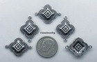  1634-2 Antiqued  925 Sterling Silver Plated Celtic 2 Ring Connector - 4 Pcs