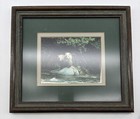 Vintage Dark Brown   Olive Green Wooden Frame 10x9 