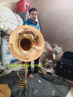 Sousaphone 22 bell Tuba Pure Brass Metal In Gold Polish  Mouthpc case  free Ship