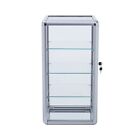 Silver Aluminum Framed Tempered Glass Counter Top Display Case With Shelves Lock