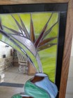 Stained Glass Tiffany Style Hanging Window Wall Panel With Mirror Wooden Frame
