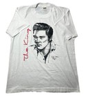 Rare Vintage 70s Single Stitch Elvis The King Screen Stars Shirt  White Large