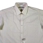 Vintage Van Heusen Half Sleeve Dress Shirt Mens 15 5 Cream 70s Striped Deadstock