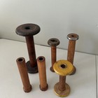 Vintage Wooden Textile Bobbins Spools Industrial Decor Primitive Mill Lot Of 6