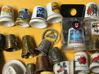 100   Vintage Thimbles Porcelain   Metal   Plastic   Wooden As Is