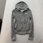 Pink Victoria s Secret Women s Gray Full Zip Hoodie Sequins Heart Logo Size S