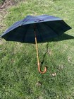 Vintage Polo Ralph Lauren Umbrella Wood Hook Handle Tartan Green blue Plaid 34 