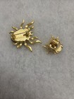 Vtg Nos Gold Tone Brown Lucite Spider Combo Pins