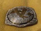 Vintage Crumrine Jewelers Silver Plate Eagle Belt Buckle And Bolo Tie