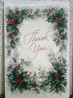 Lot Of 4 Hallmark Christmas Thank You Cards Variety Holly Rabbits 3-7 8 X 5-5 8