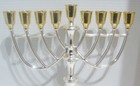 Chanukah Menorah 9 Branch Hanukkah Goldtone Silvertone 12   