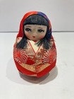 Vintage Japanese Fabric Doll Kimono Girl 3 1 2    H Red Brocade Okiagari Style